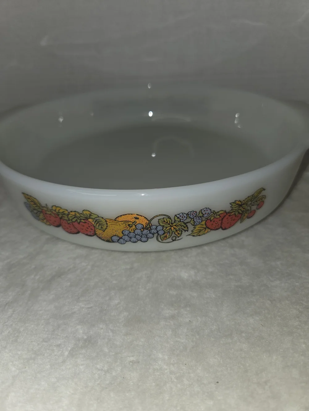 Vtg Anchor Hocking Fire King Natures Bounty Fruit Harvest 429 Round 9” Pie Plate